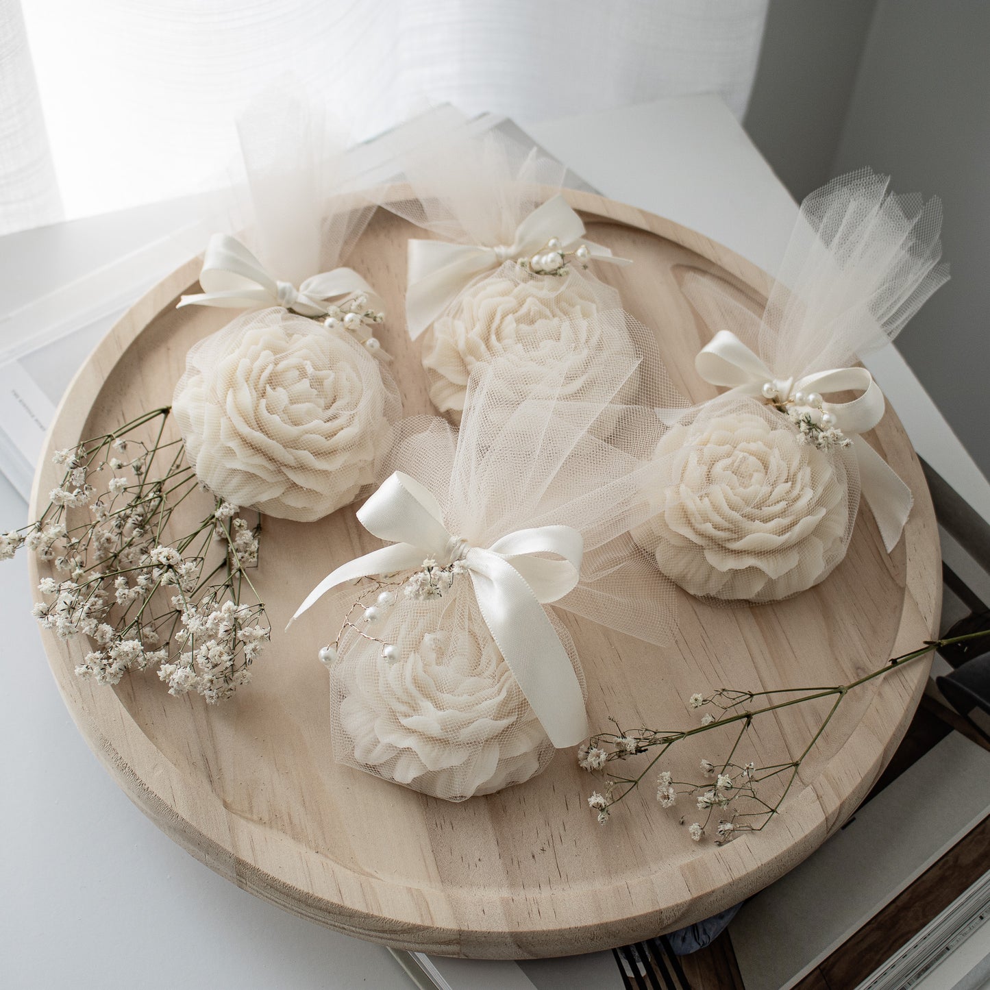 peony candle party favor