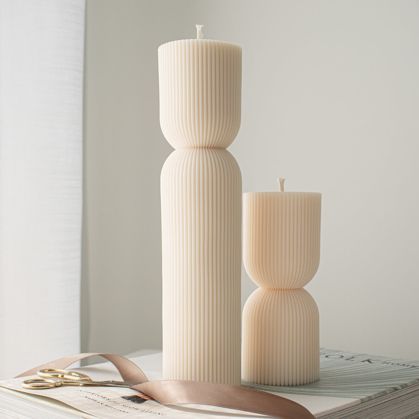 ribbed pillar candles