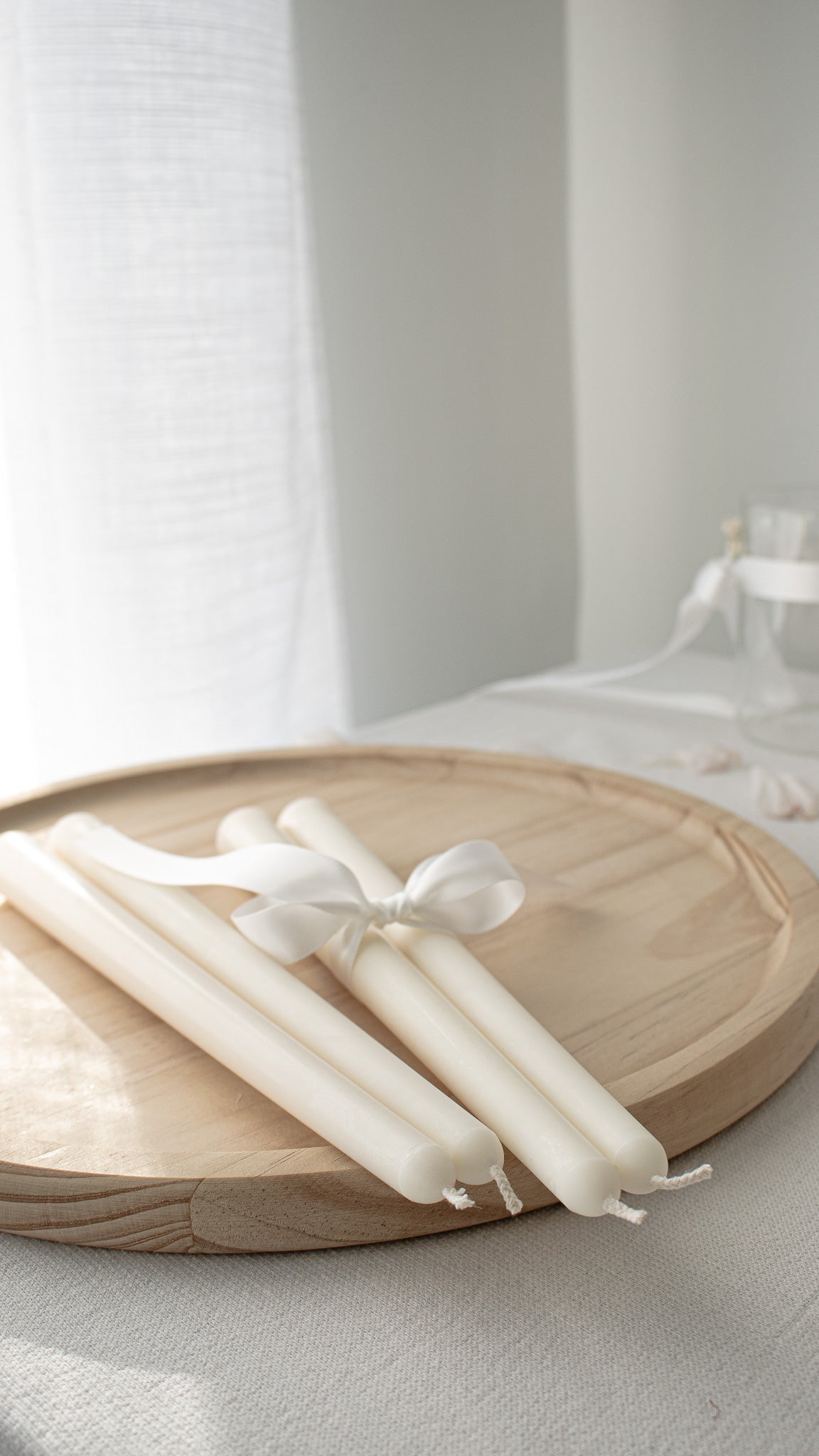 handmade elegant taper candles cream white