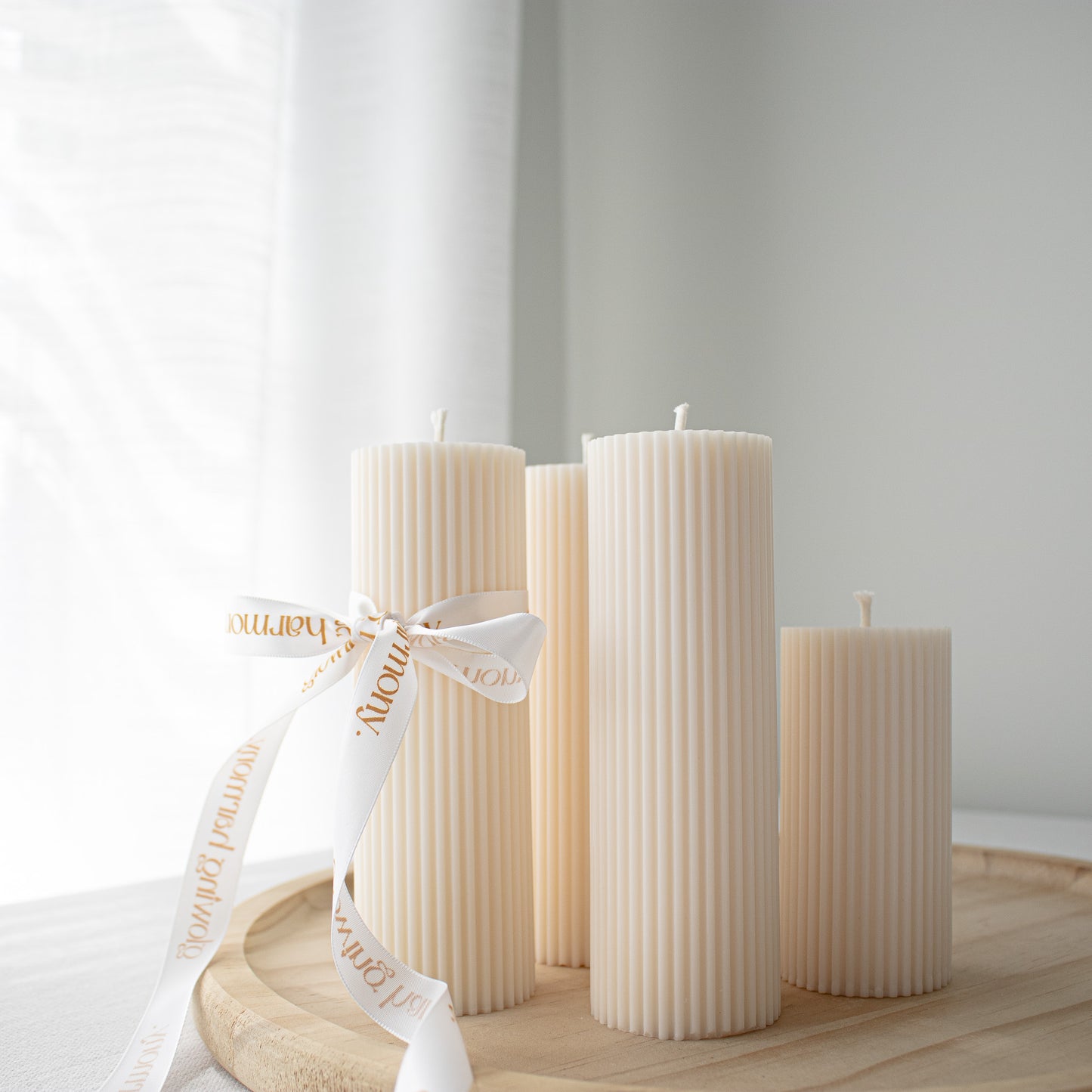 high quality non toxic soy pillar candles ribbed design