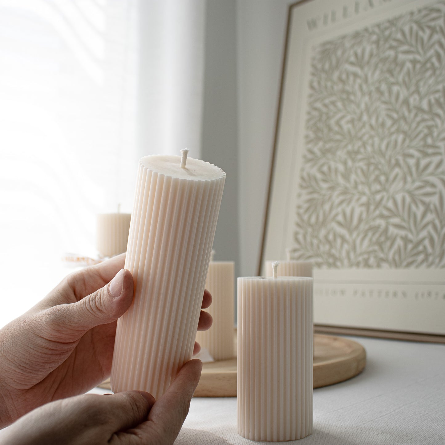 cream white pillar candles
