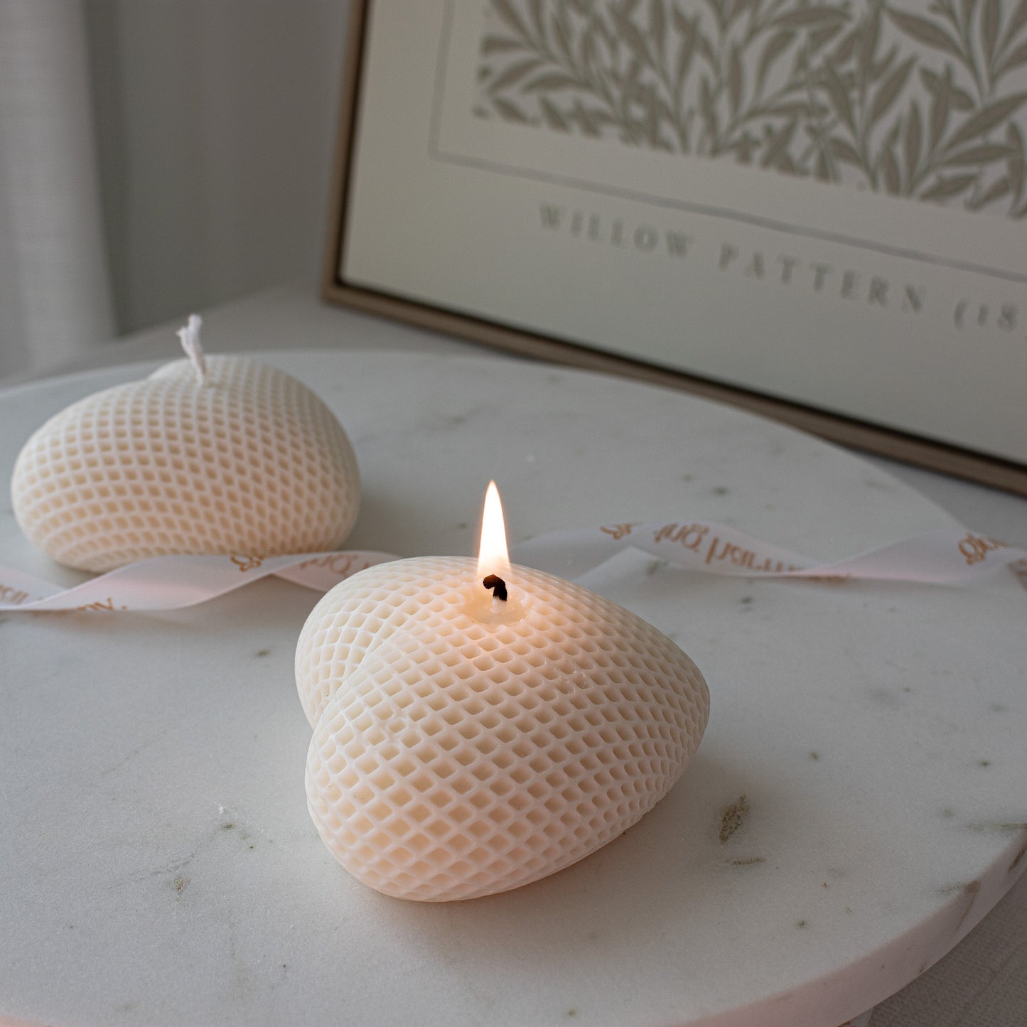 cream white heart candle for valentines day