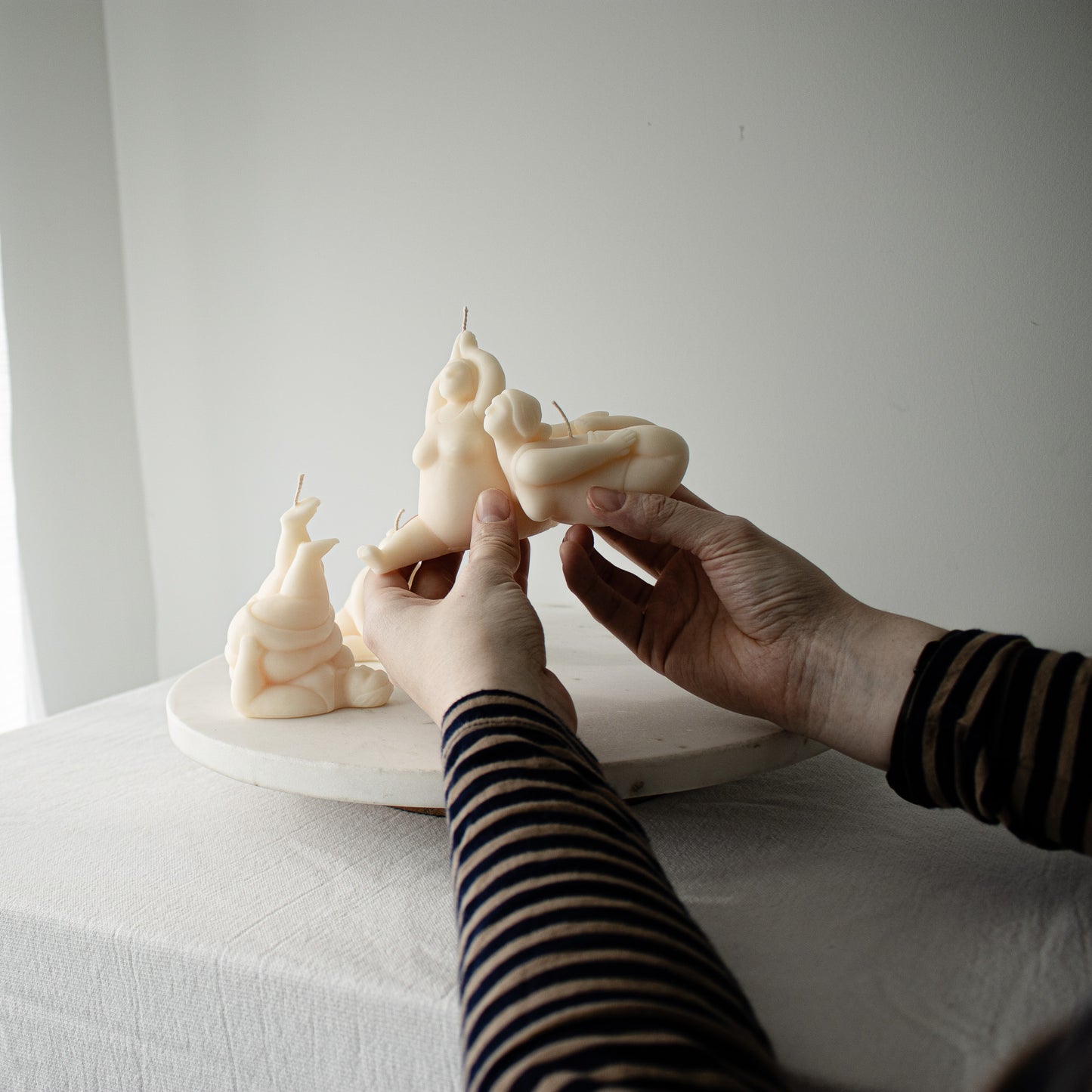 yoga girls candles, chubby yoga ladies