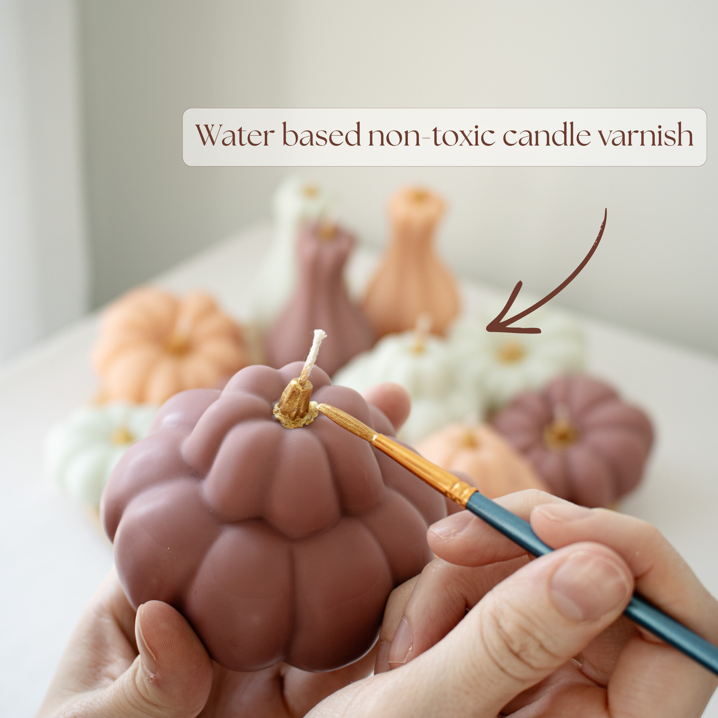 Pastel pumpkin candles for seasonal decorating and gifting
