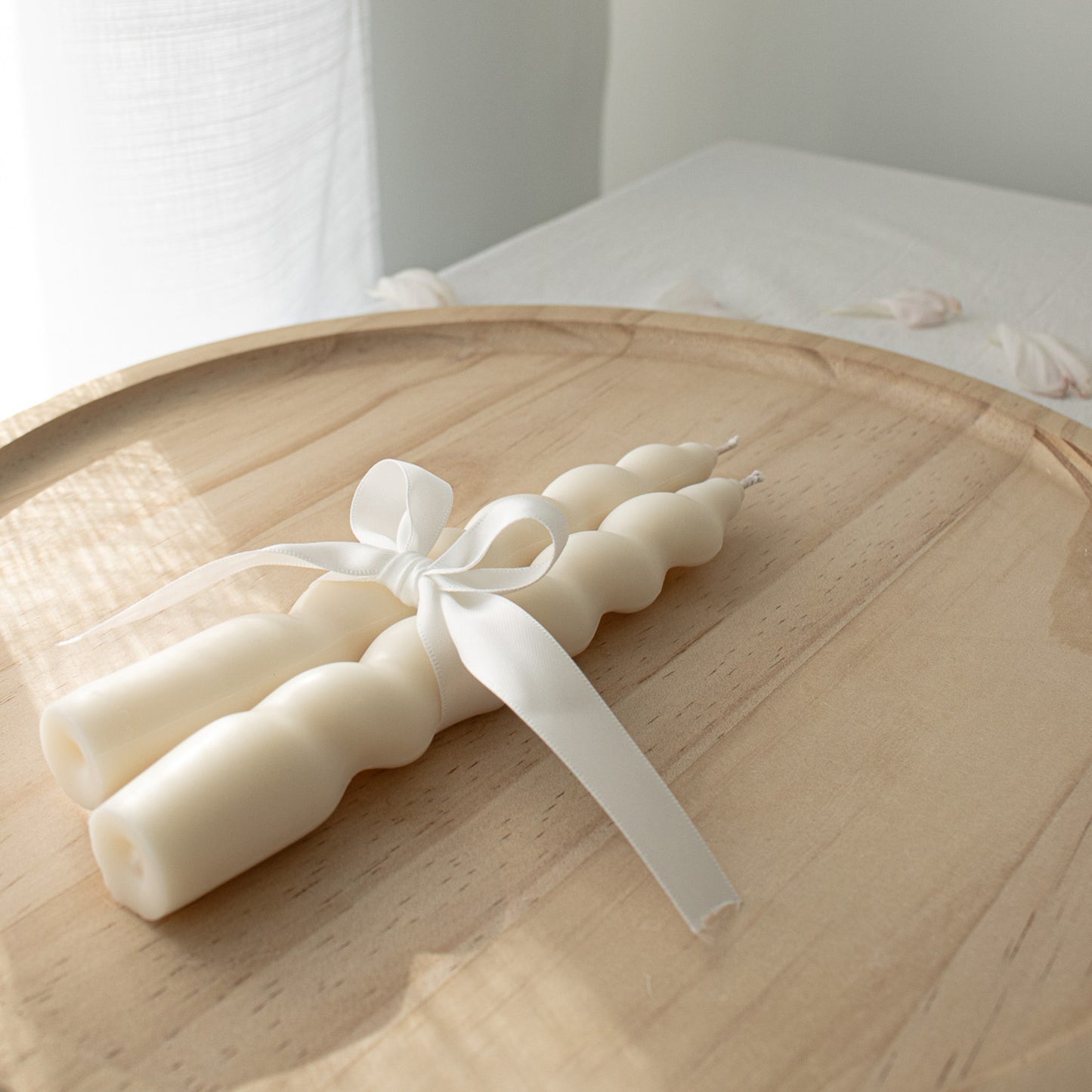 elegant cream white soy taper candles