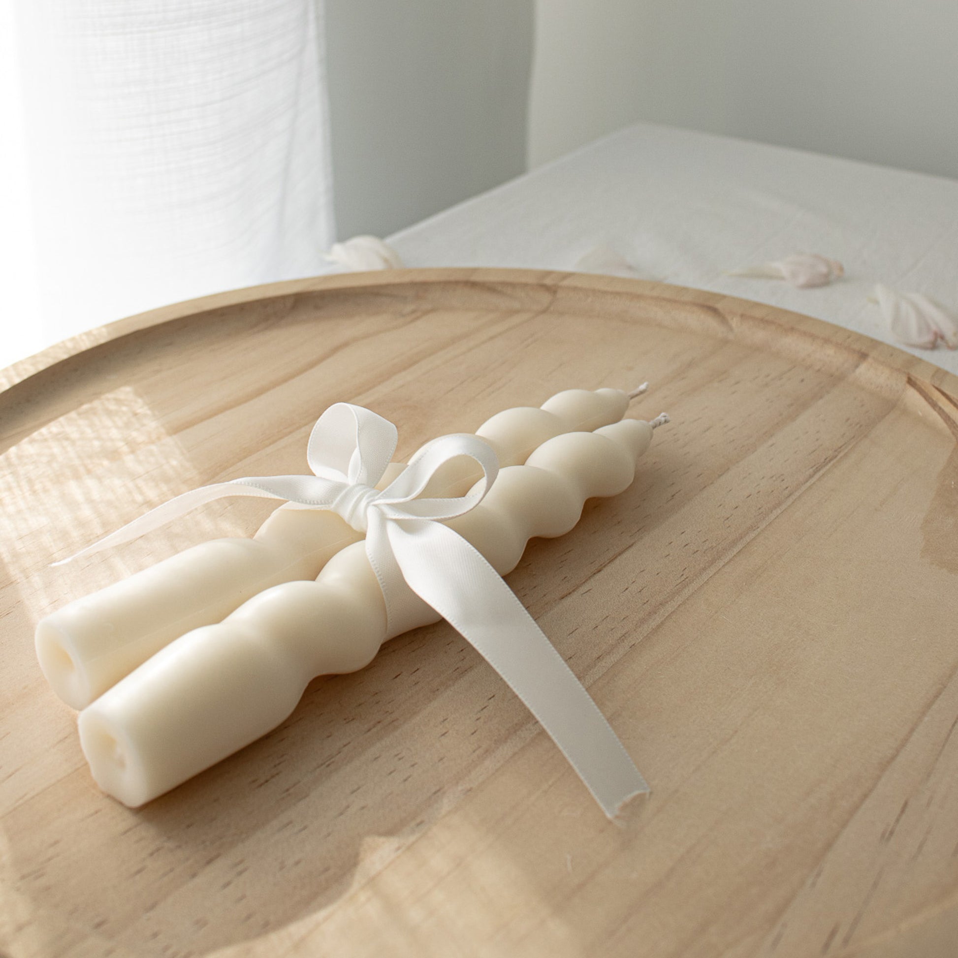 elegant cream white soy taper candles