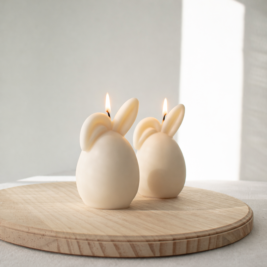 cute egg shaped candle with bunny ear
