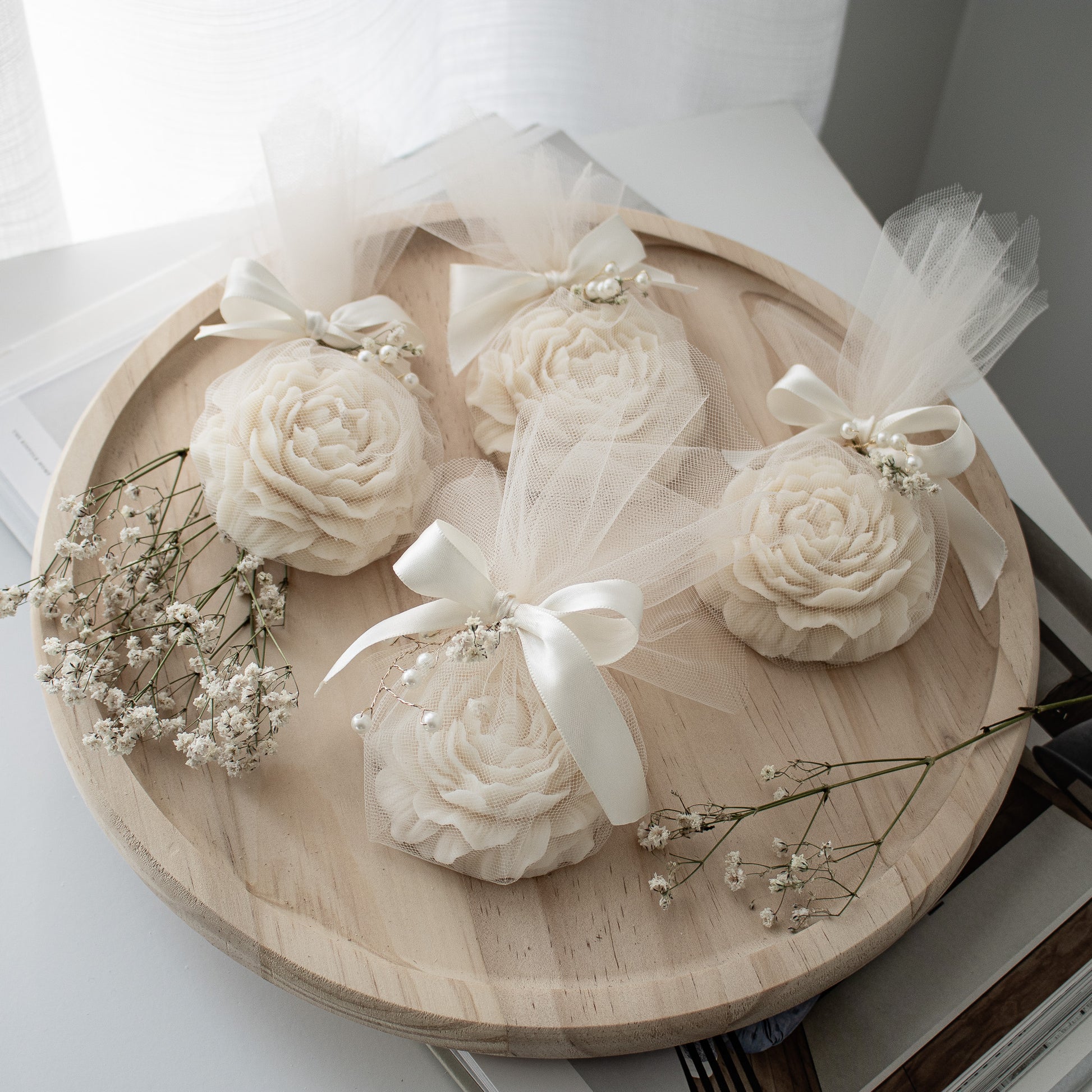 peony candle party favor