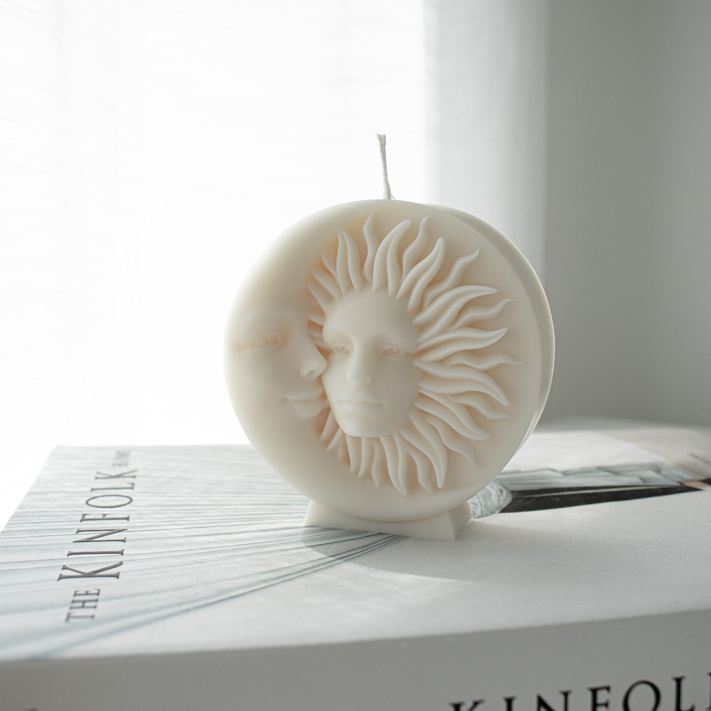 sun and moon shaped  pillar candle