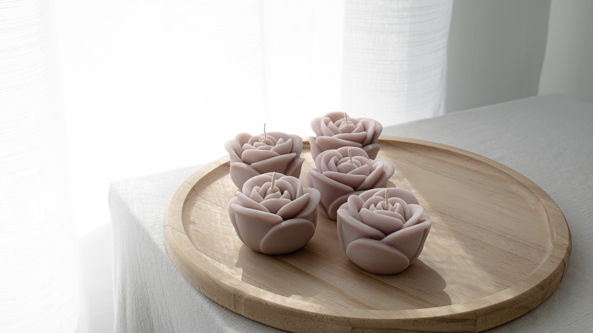 purple rose shaped candles