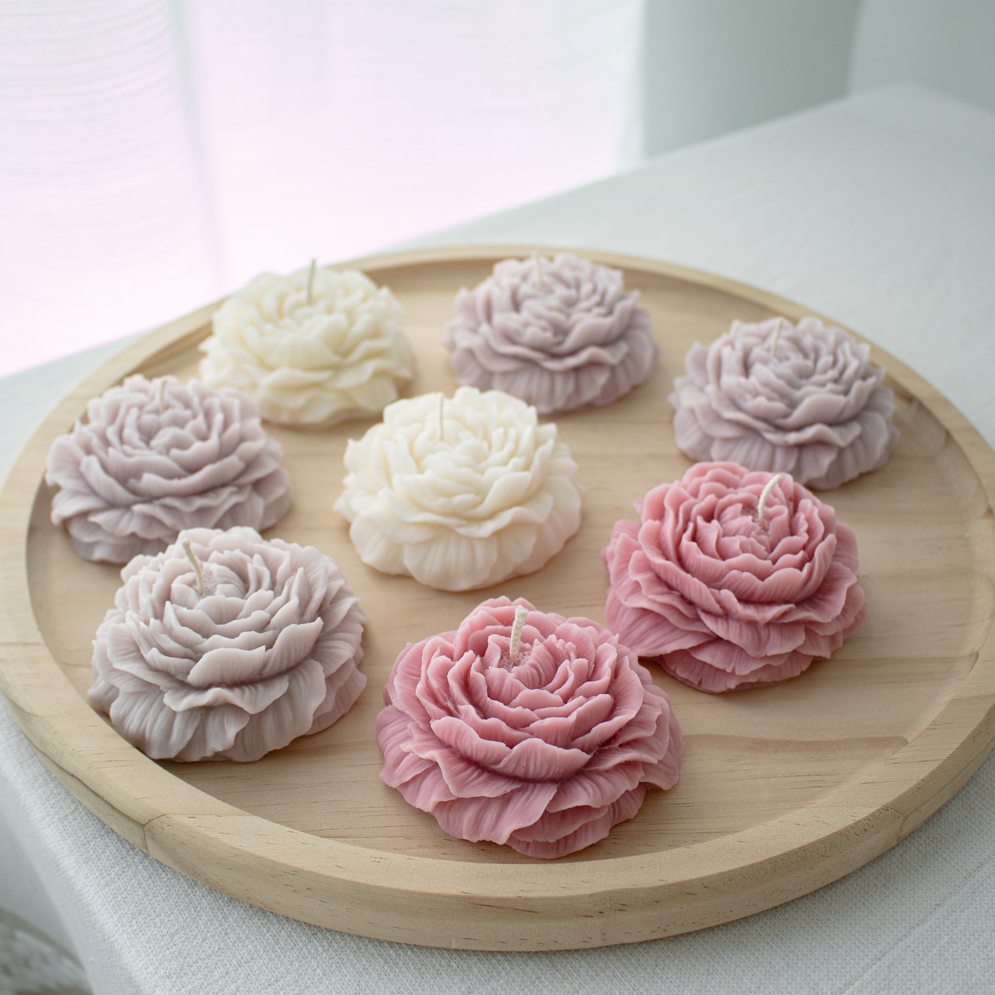 high quality peony shaped floral candles