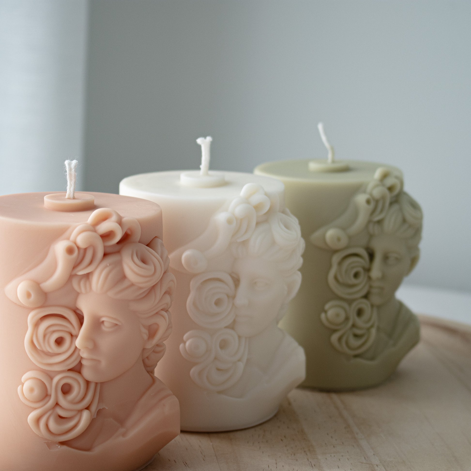 boho minimal greek statue candle
