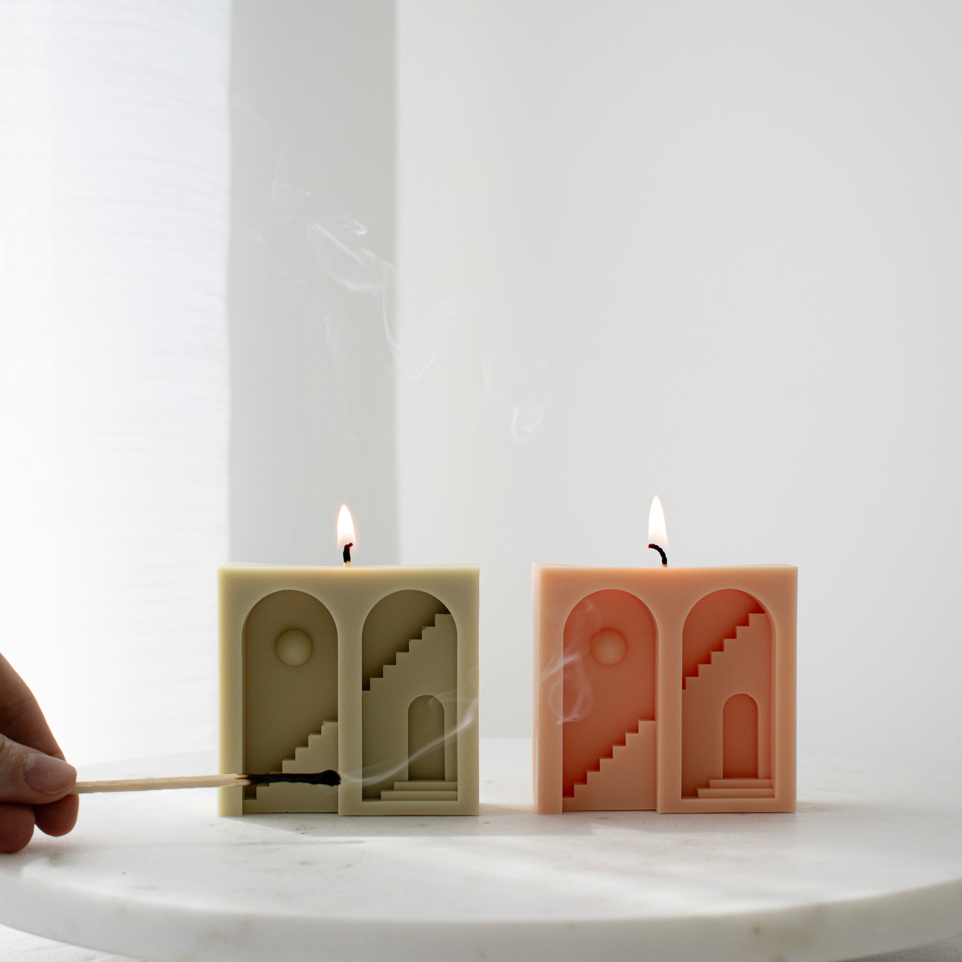 minimalist abstract space archway candle