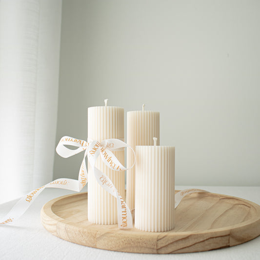dinner pillar candles from soy wax in cream white