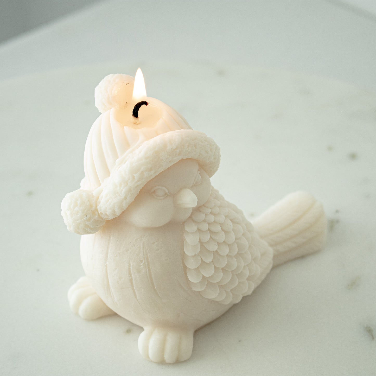 festive winter bird christmas candle