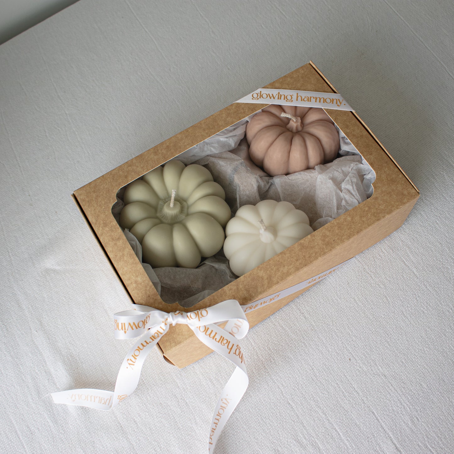 Fall candle set featuring mini pumpkins in seasonal colors