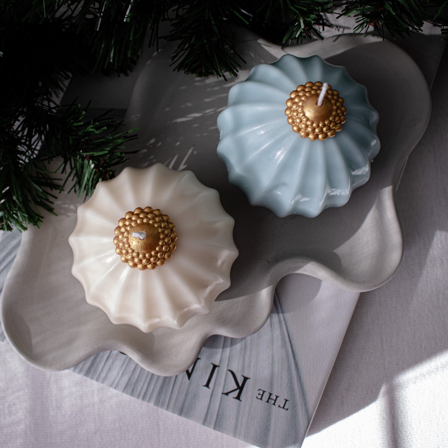 shiny christmas ornament candle