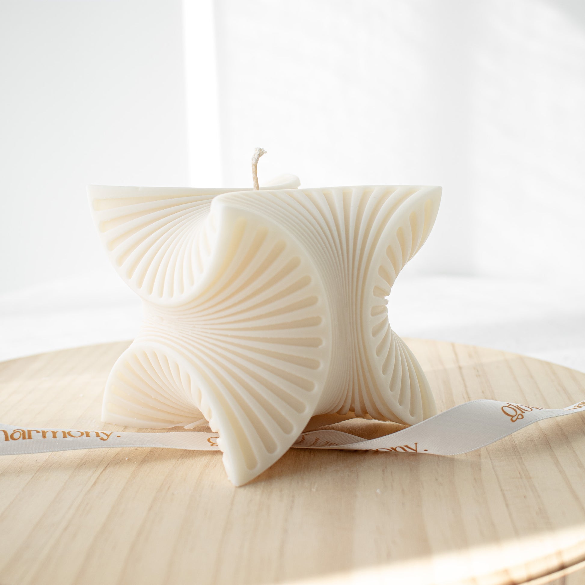 cream white unique stand alone candle