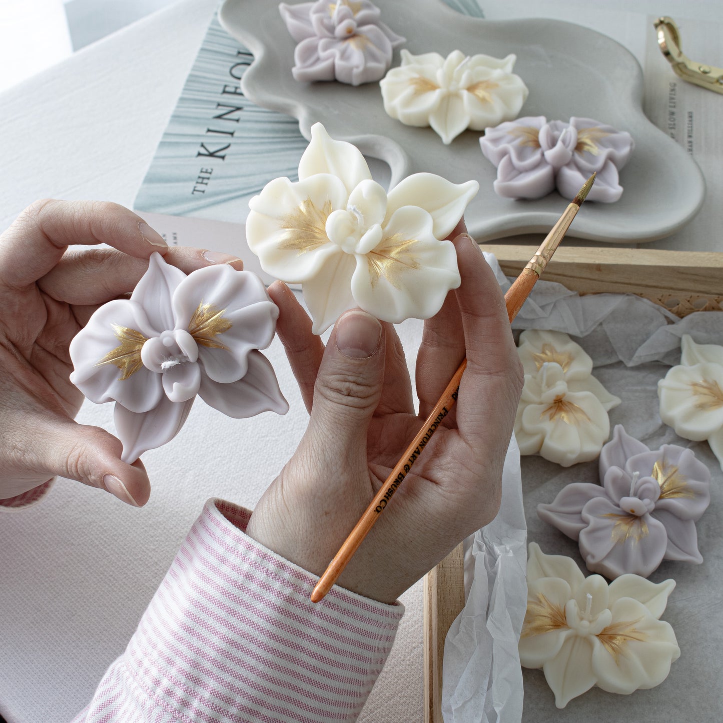 blooming orchid shaped candles