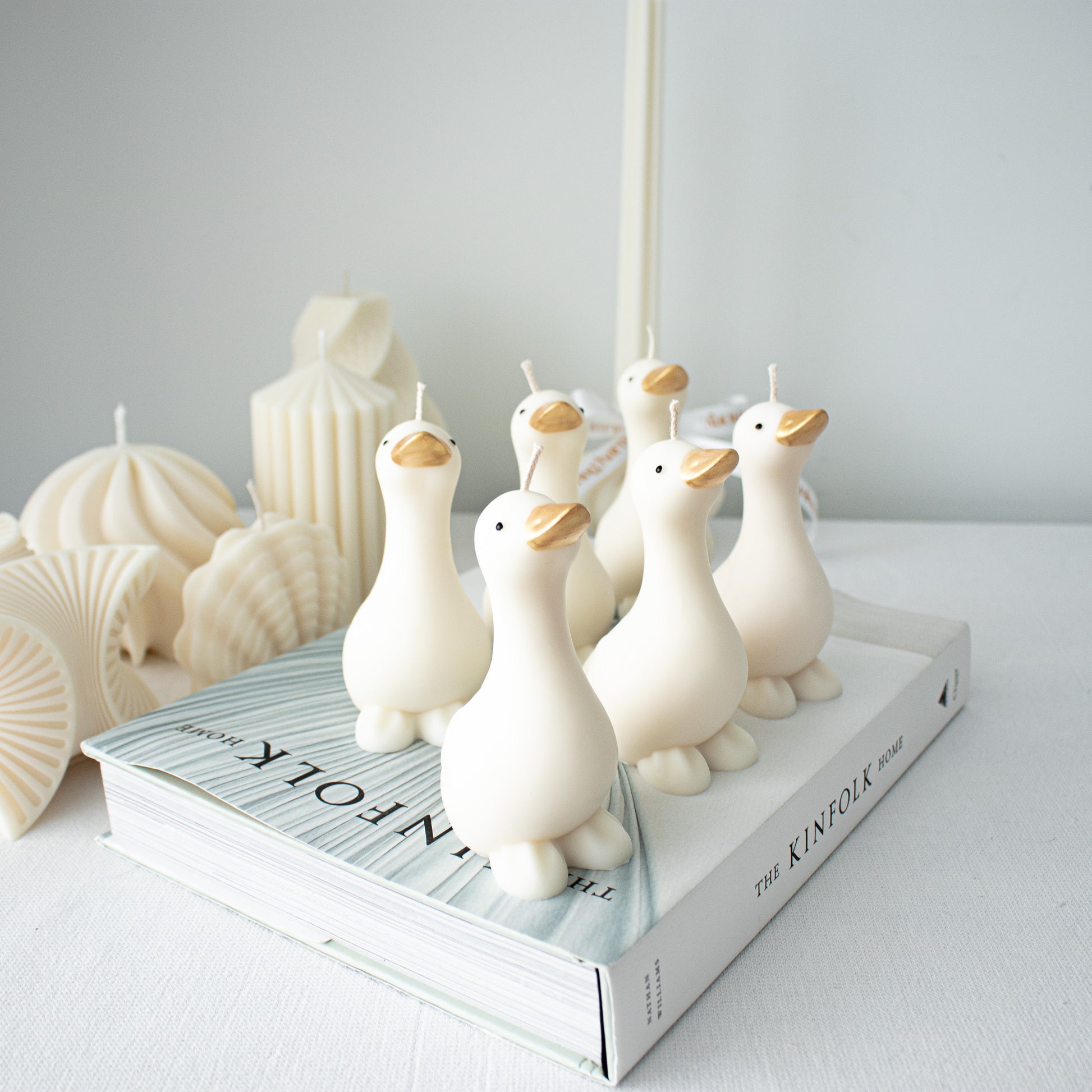 Neutral farmhouse animal candle decor