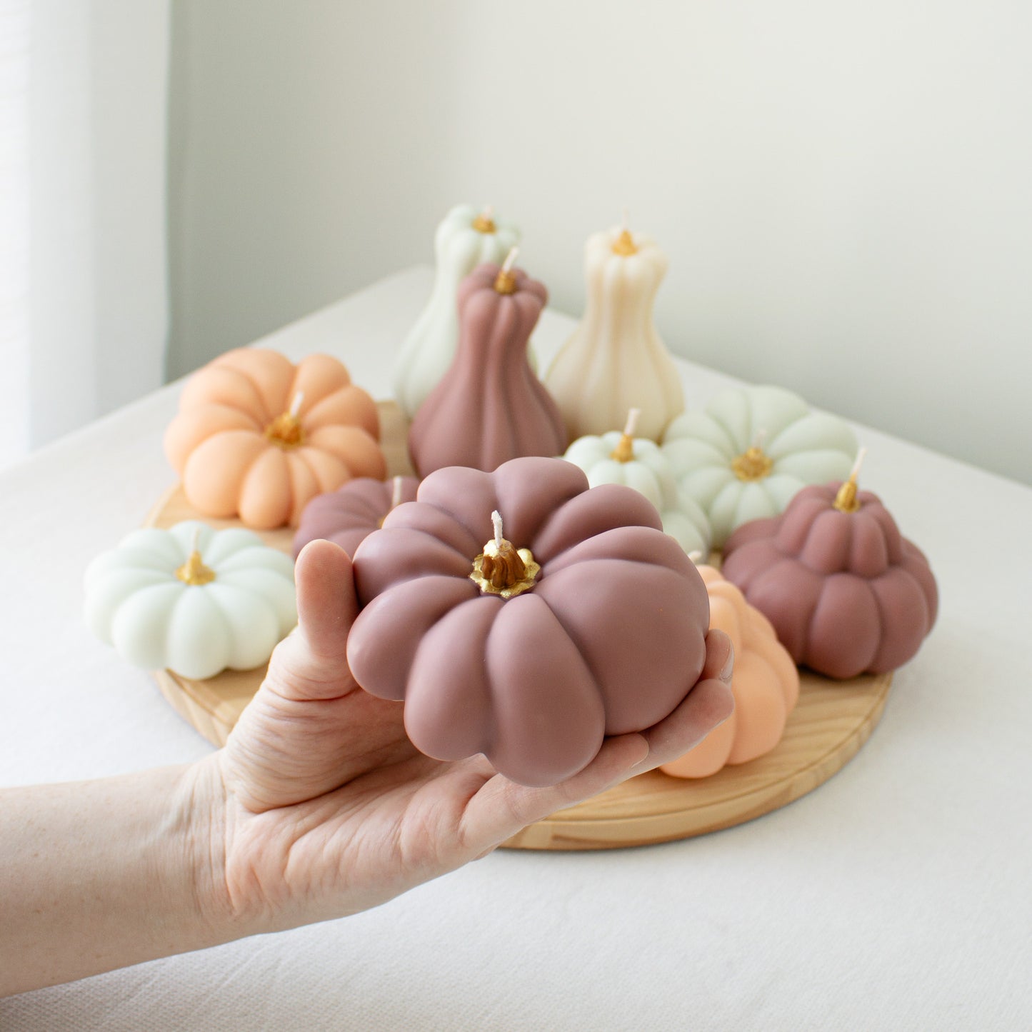 harvest themed decor candles